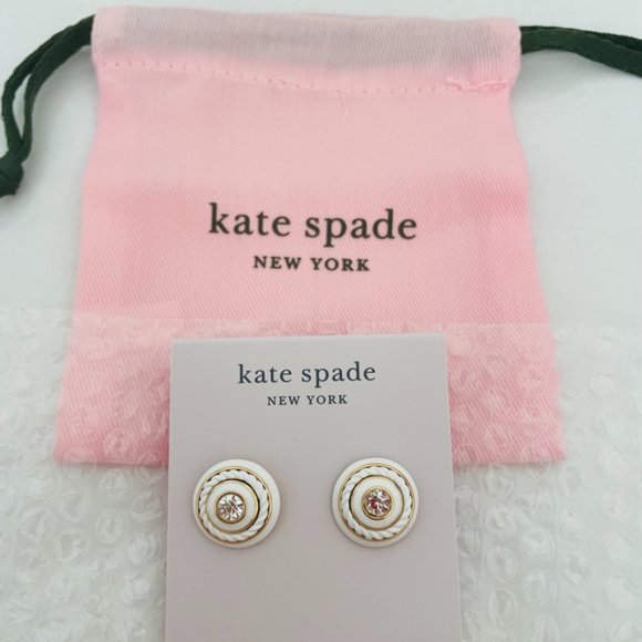 🌷NEW🌷Kate Spade New York Know The Ropes Mixed Media Studs Earrings, White - Picture 7 of 15